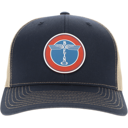 Aeroplane Apparel Company Headwear Navy/Khaki Boeing Round Logo Velocity Trucker Hat - Red/White/Blue