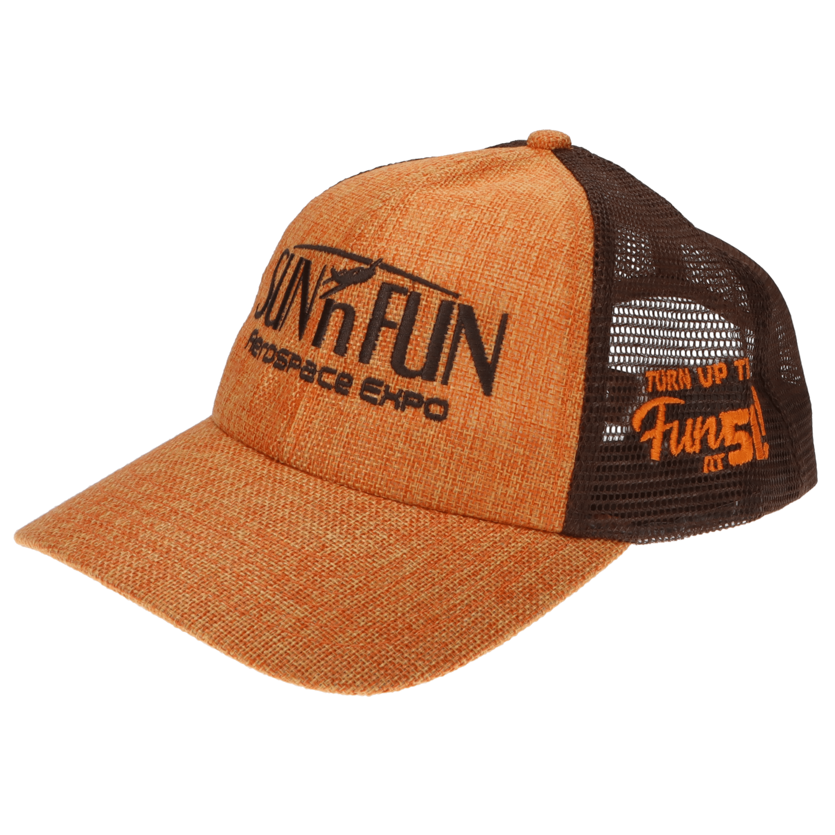 SUN 'n FUN Headwear Orange/Brown SUN 'n FUN Orange/Brown Low Profile Structured Cap w/Turn Up The Fun for 51 Brown Embroidery