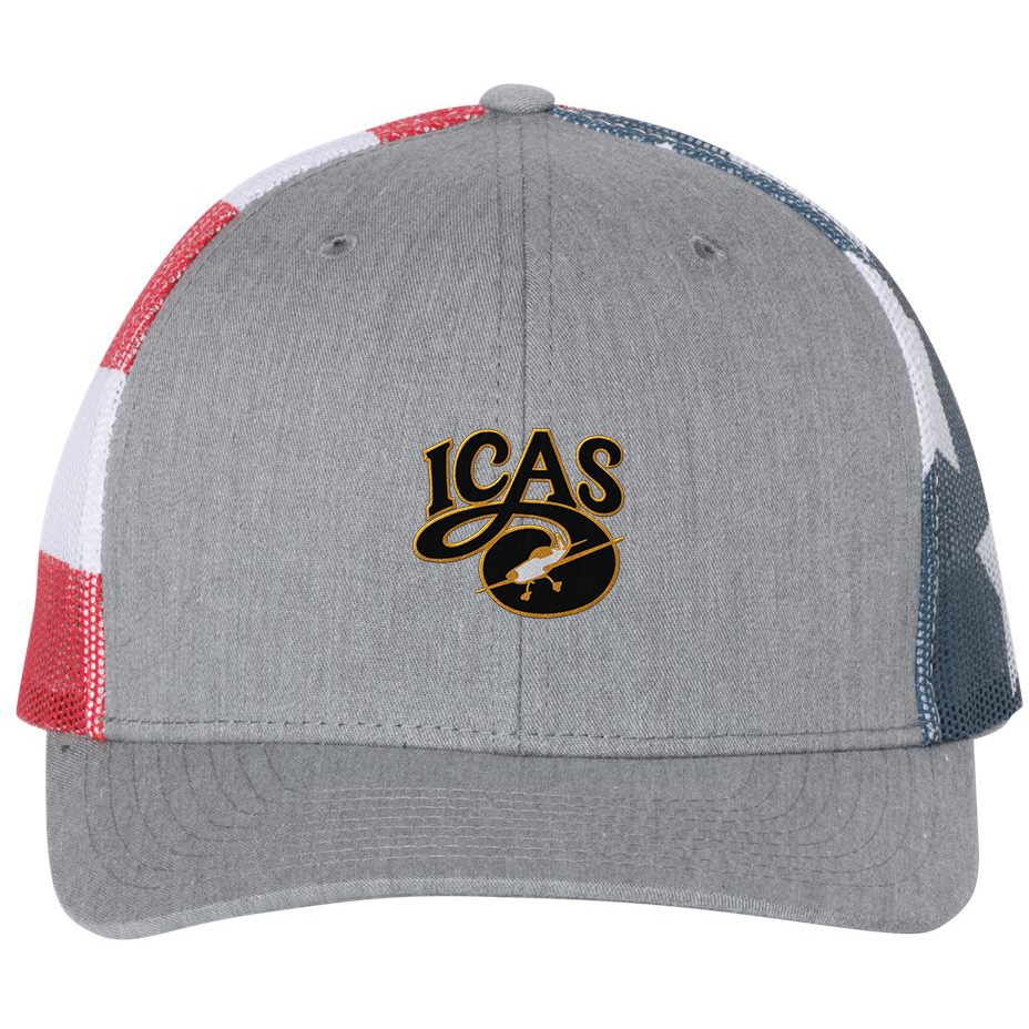 Aeroplane Apparel Company Headwear OSFA / Heather Grey / Stars & Stripes ICAS Richardson 112PM Printed Mesh Trucker Hat