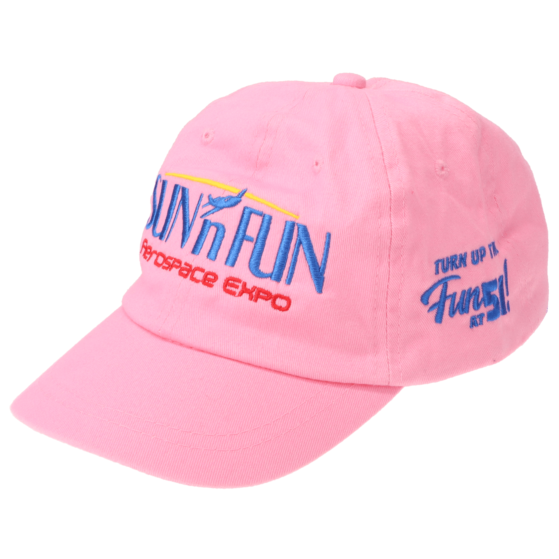 SUN 'n FUN Headwear Pink SUN 'n FUN Pink Unstructurd Cap w/Turn Up The Fun for 51 Color Embroidery