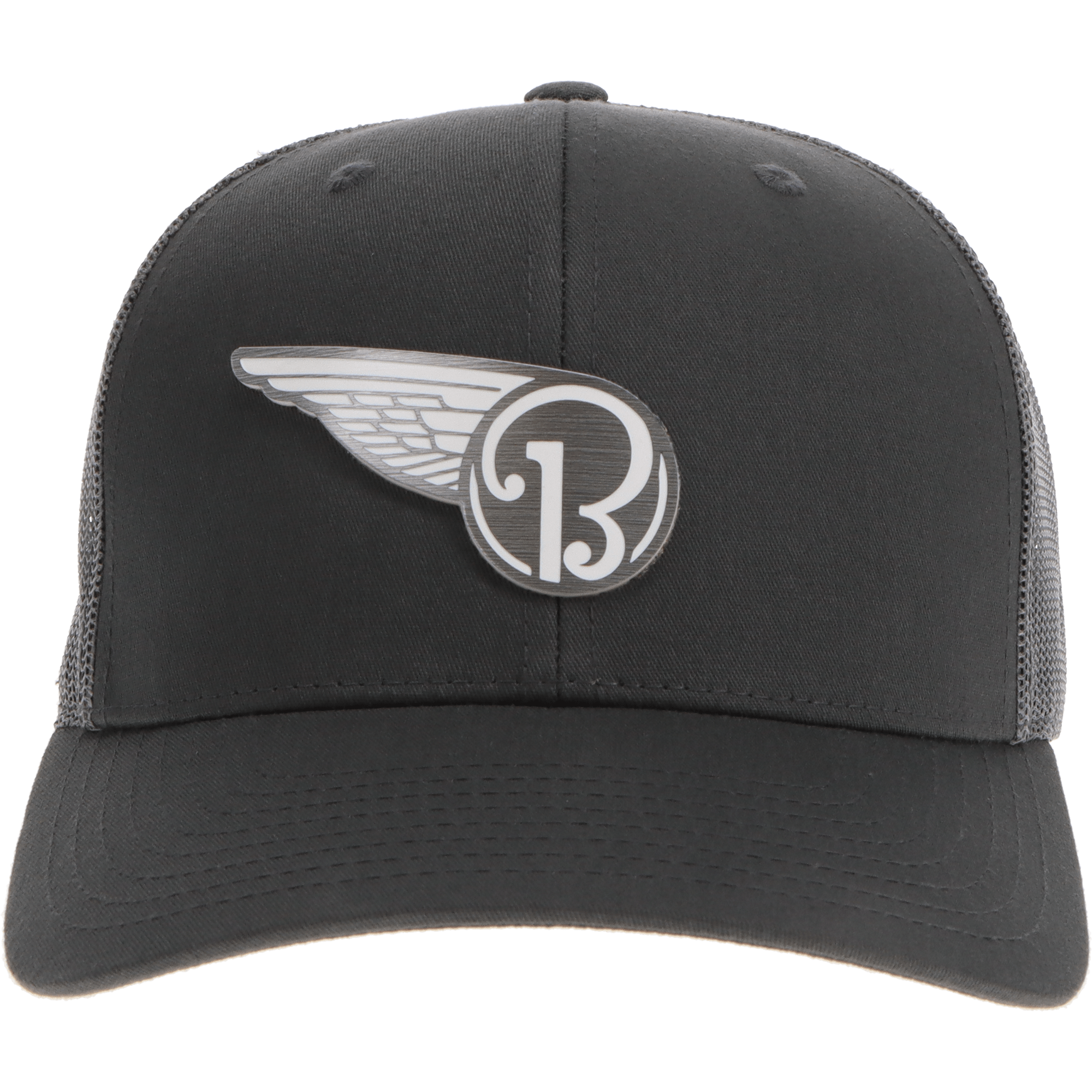 Aeroplane Apparel Company Headwear Solid Charcoal Beechcraft Half Wing Logo Velocity Trucker Hat - Pewter