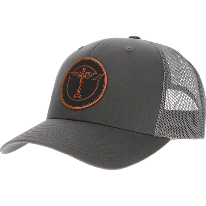 Aeroplane Apparel Company Headwear Solid Charcoal Boeing Round Logo Heritage Trucker Hat - Buckskin