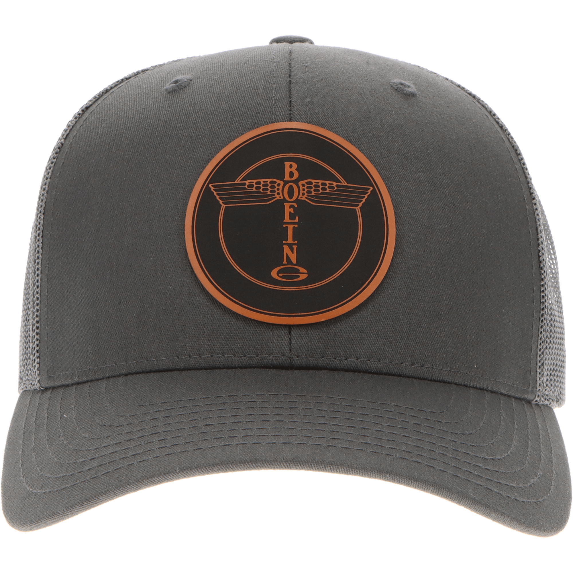 Aeroplane Apparel Company Headwear Solid Charcoal Boeing Round Logo Heritage Trucker Hat - Buckskin
