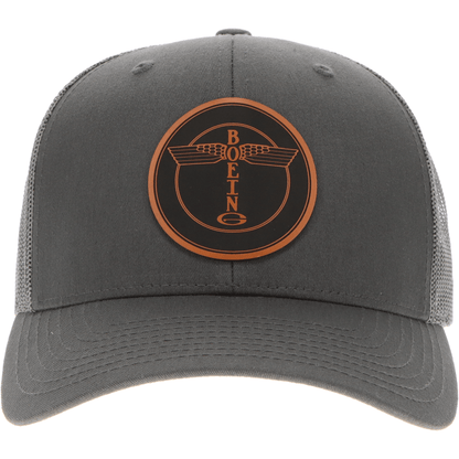 Aeroplane Apparel Company Headwear Solid Charcoal Boeing Round Logo Heritage Trucker Hat - Buckskin