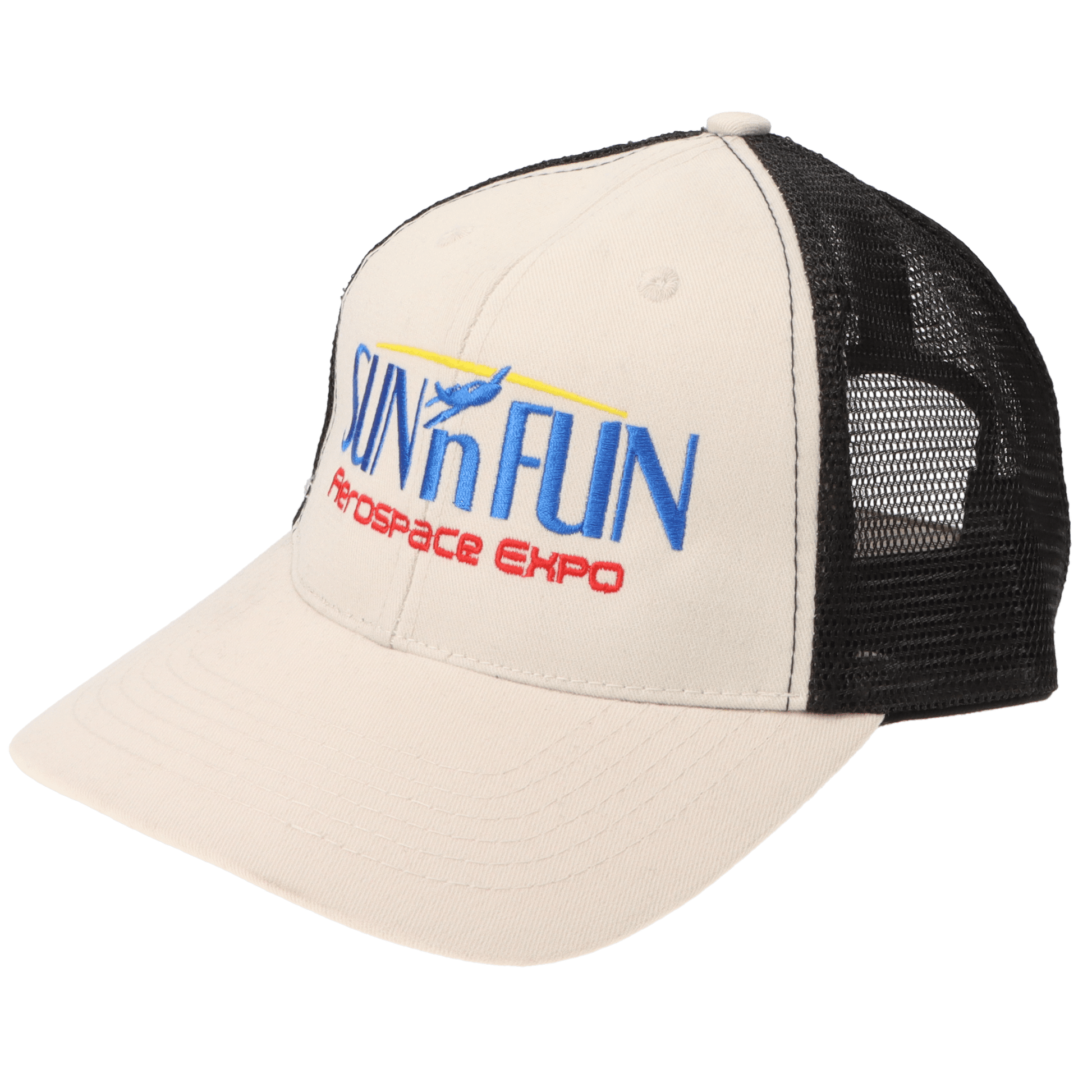 SUN 'n FUN Headwear SUN 'n FUN Beige/Black Mesh Back Velcro Closure Structured Ball Cap