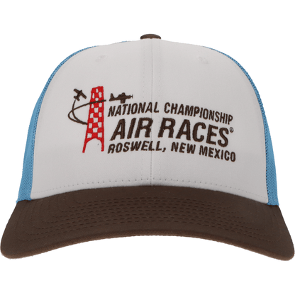 Roswell Air Races Headwear White/Columbia Blue/Brown Roswell Air Races Richardson 115 Low Pro Trucker Hat