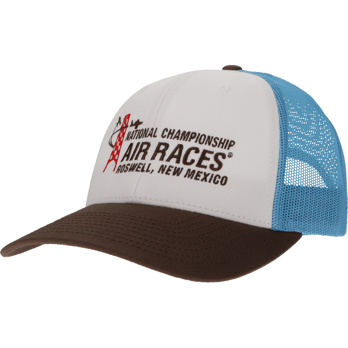 Roswell Air Races Headwear White/Columbia Blue/Brown Roswell Air Races Richardson 115 Low Pro Trucker Hat