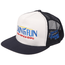 SUN 'n FUN Headwear White/Navy SUN 'n FUN White/Navy Five Panel High Profile Trucker Cap w/Turn Up The Fun for 51 Color Embroidery