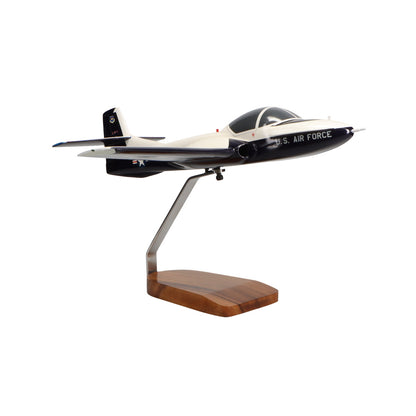 Cessna T-37B Tweetie Bird (azul/blanco), modelo grande de caoba