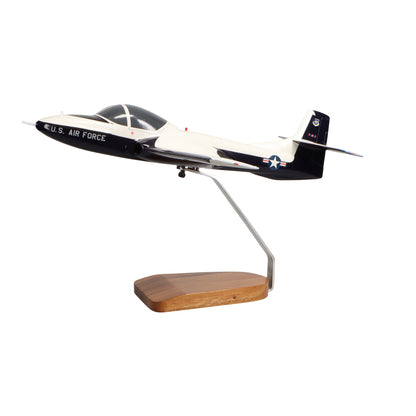 Cessna T-37B Tweetie Bird (azul/blanco), modelo grande de caoba