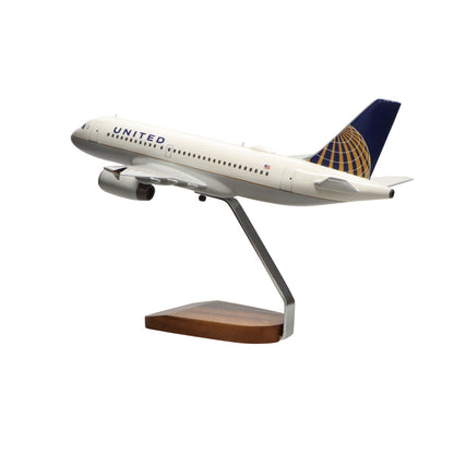 Airbus A319-100 United Airlines (librea de fusión continental) Modelo grande de caoba