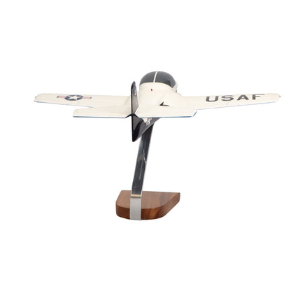 Cessna T-37B Tweetie Bird (azul/blanco), modelo grande de caoba
