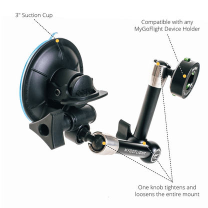 MYGOFLIGHT Mounts MyGoFlight Universal Flex Suction iPad Mount Kit (Flex Suction w/ Universal Cradle)