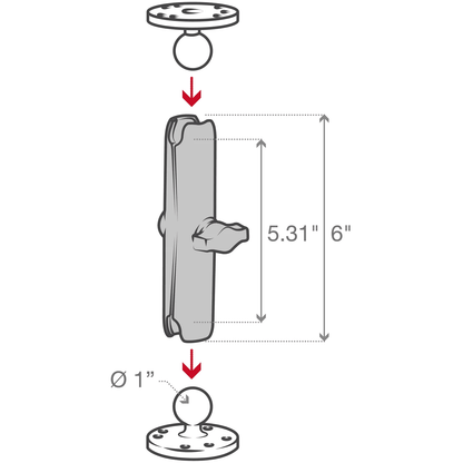 RAM Mount Mounts RAM Double Socket Arm - B Size Long RAM-B-201U-C