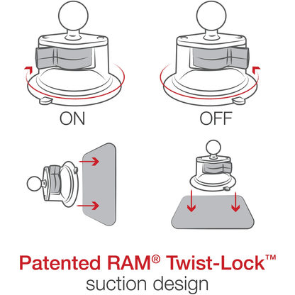 RAM Mount Mounts RAM Twist-Lock Suction Cup Base with Ball RAM-B-224-1U