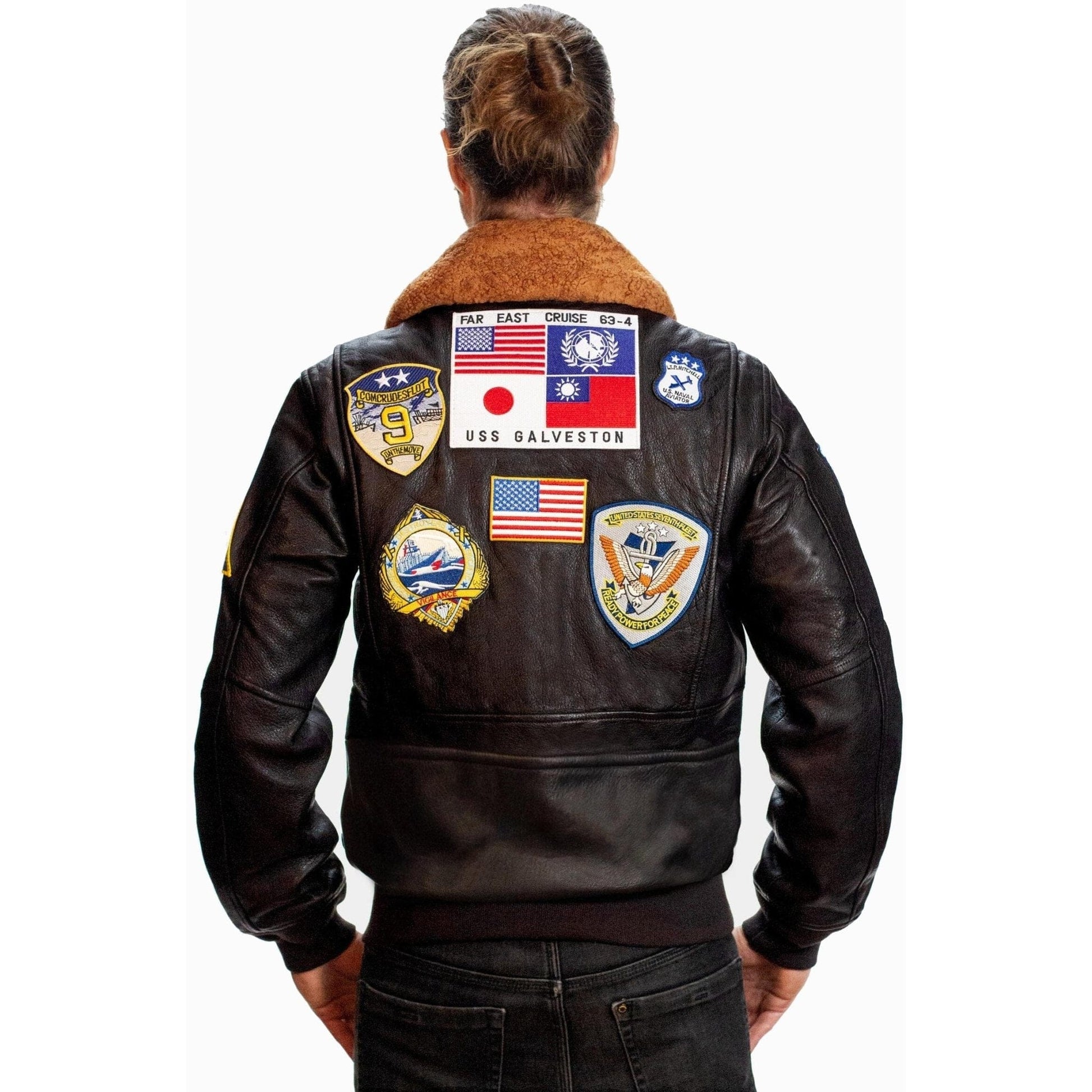 Top Gun Outerwear Small / Brown Top Gun Official G-1 Leather Jacket with Patches: Ultimate Comfort with Italian Goat Skin and Shearling Collar