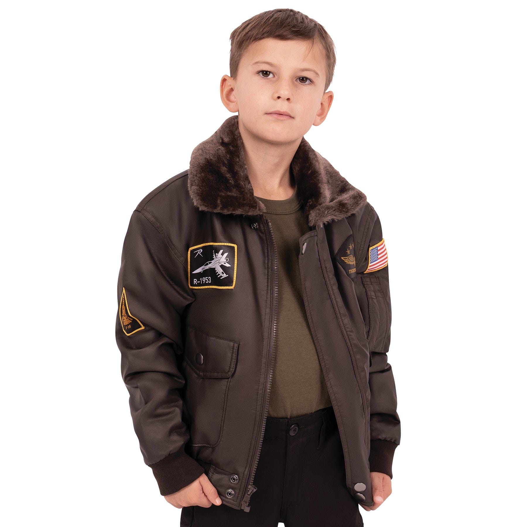 Rothco Outerwear XSmall / Brown Kids WWII Aviator Flight Jacket