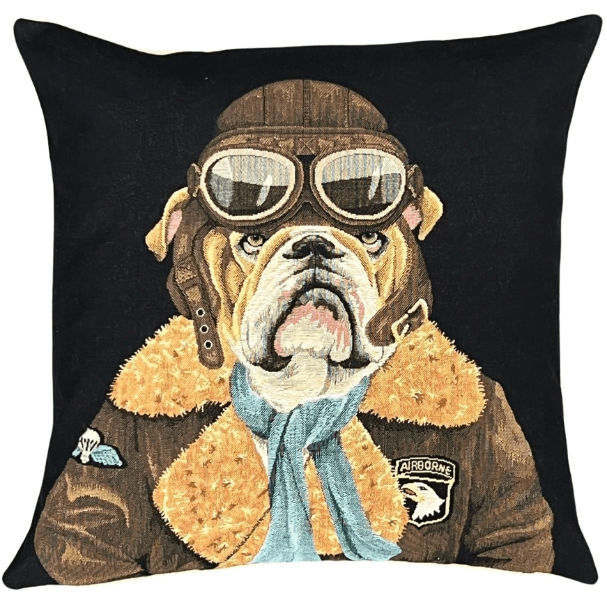 Art of the Loom Pillow English Bulldog Airborne Aviation Pillow Covers