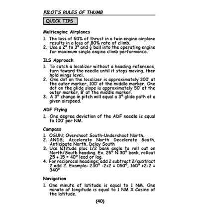 Flight Time Publishing Pilot's Rules of Thumb: Aviation Math, Handy Formulas & Quick Flying Tips by Art Parma