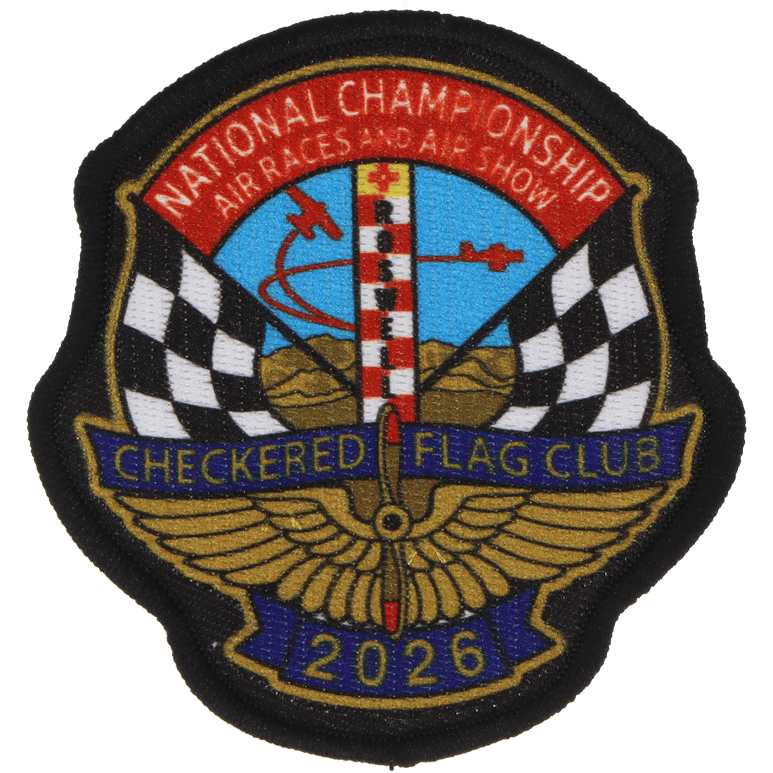Roswell Air Races Pins Patches Lanyards Keychains 2026 Checkered Flag Club Roswell Air Races Patch