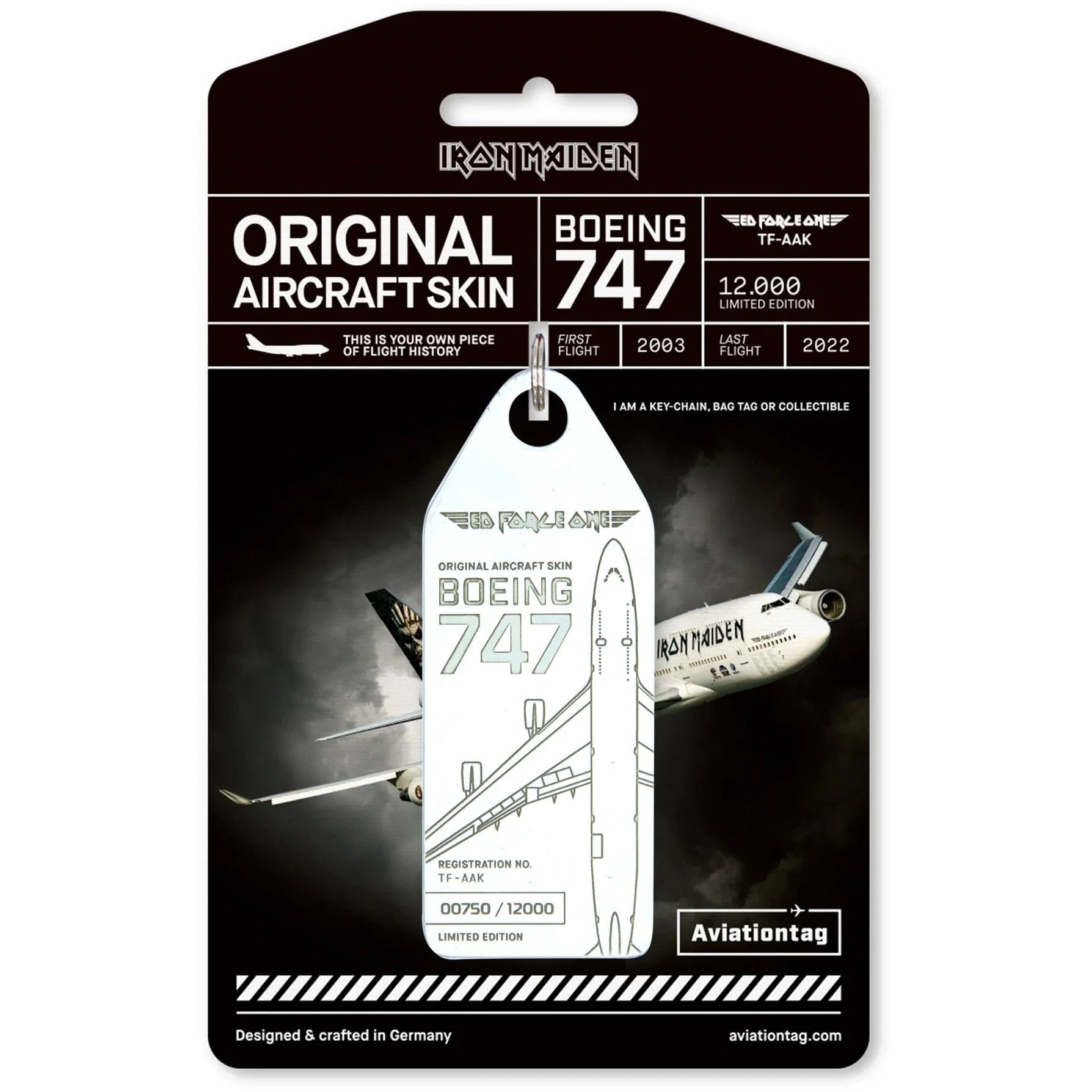 Aviationtag Pins Patches Lanyards Keychains White Aviationtag x Iron Maiden Boeing 747 Ed Force One - TF-AAK Limited Edition Keychain