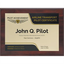 PilotMall.com Plaques Personalized Airline Transport Pilot Wings Achievement 9 x 12 Plaque