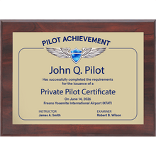 PilotMall.com Plaques Personalized Pilot Achievement Plaque - Faux Walnut Aviation Award