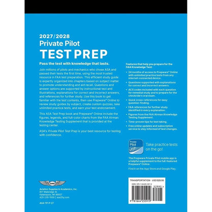 ASA Private Pilot ASA 2027-2028 Private Pilot Test Prep: Book + Prepware Online Practice Tests