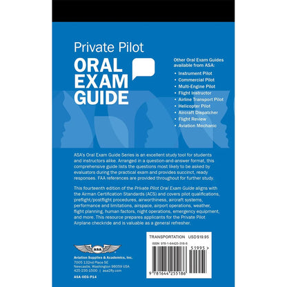 ASA Private Pilot ASA Private Pilot Oral Exam Guide 14th Edition: Ace Your Checkride