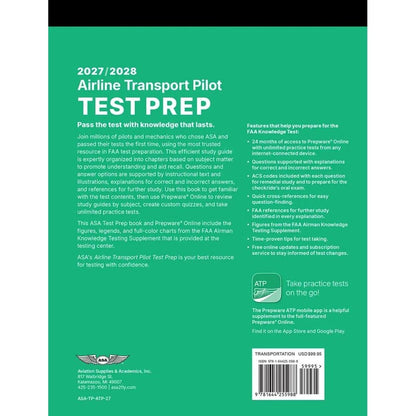 ASA Professional Pilot ASA 2027-2028 Airline Transport Pilot (ATP) Test Prep: Book + Prepware Online Practice Tests