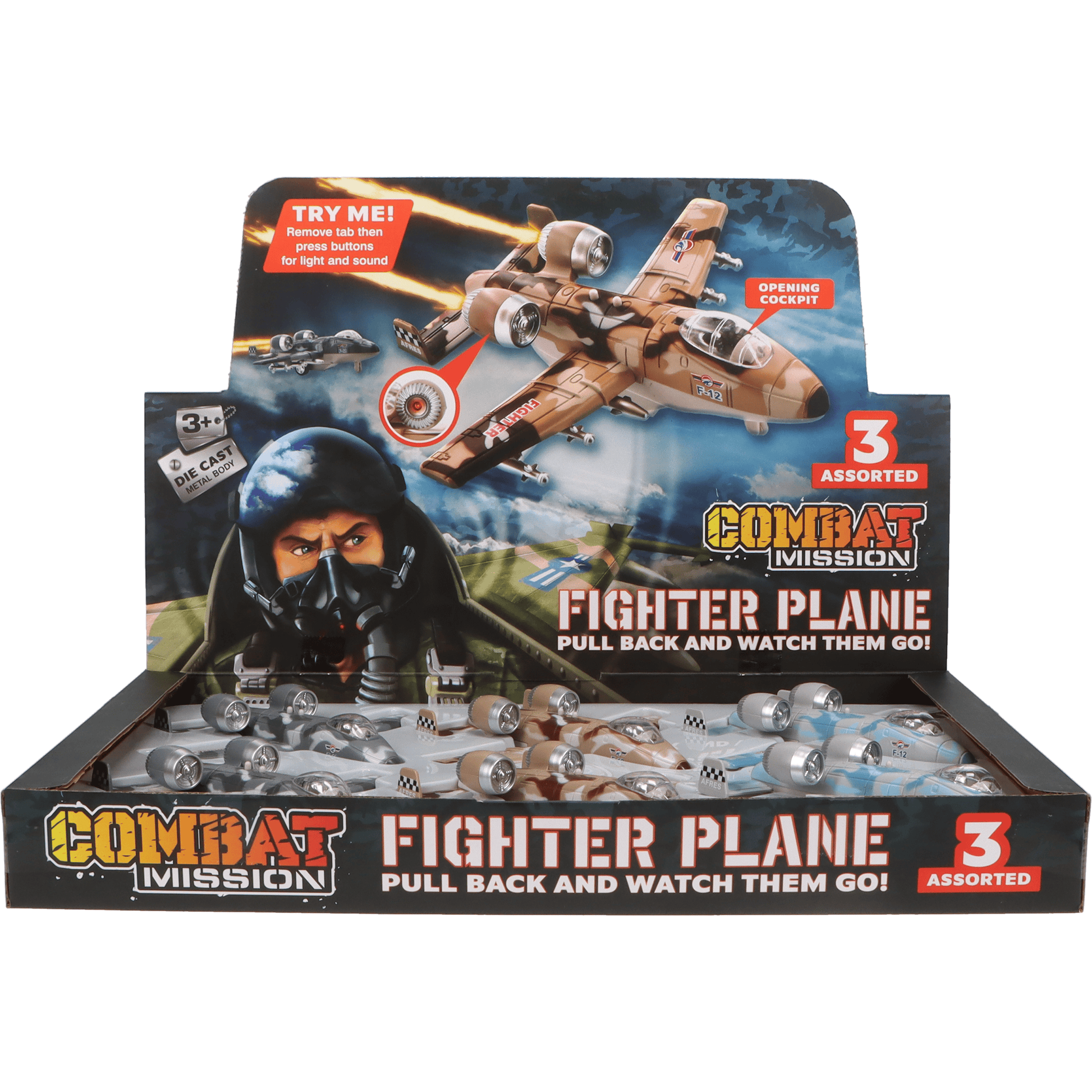 Fun Stuff Inc. Pull Back Planes 6" Fighter Jet Pullback Toy w/Light and Sound (1 Piece. Assorted Styles)