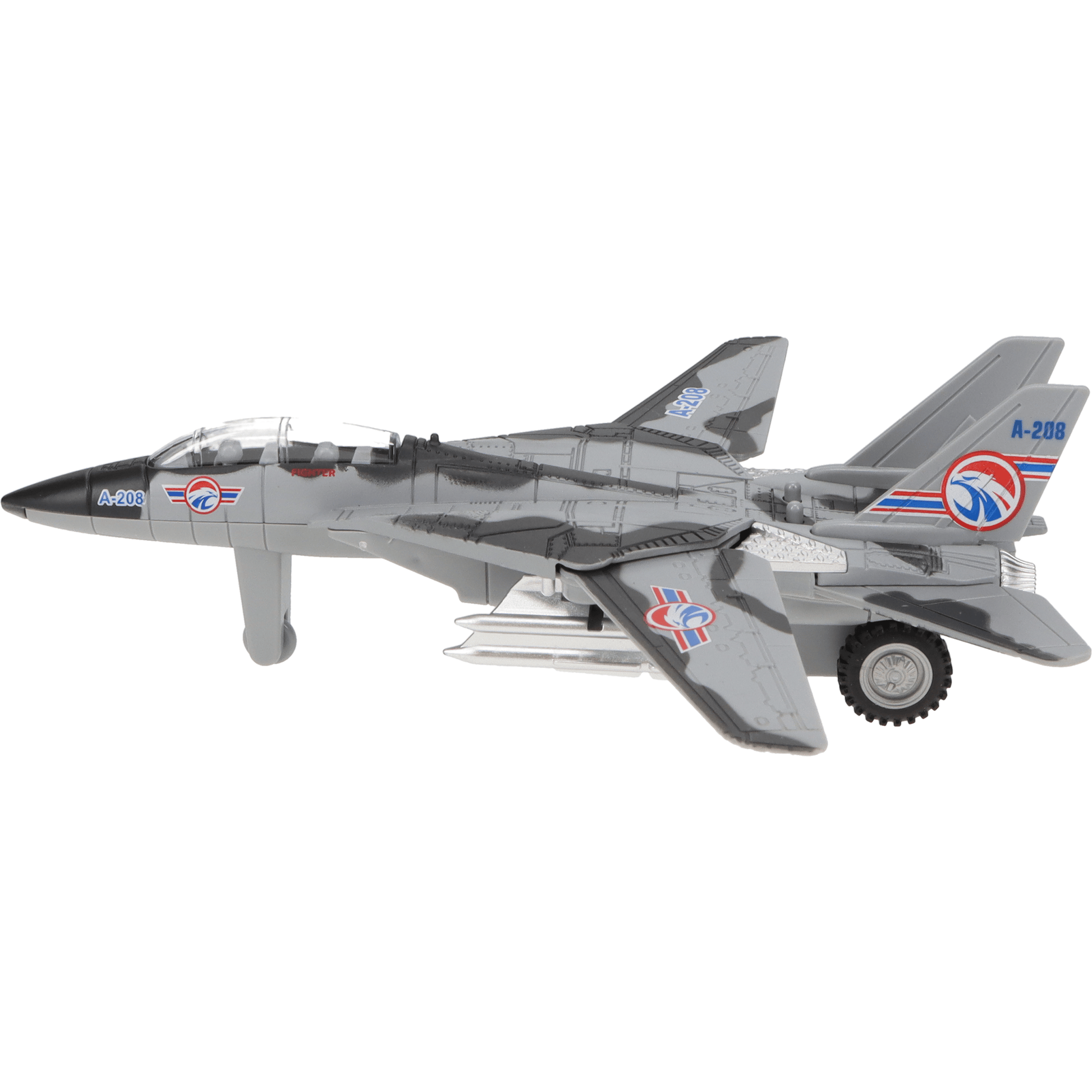 Fun Stuff Inc. Pull Back Planes 7.5" Fighter Jet w/Light and Sound (1 Piece. Assorted Styles)