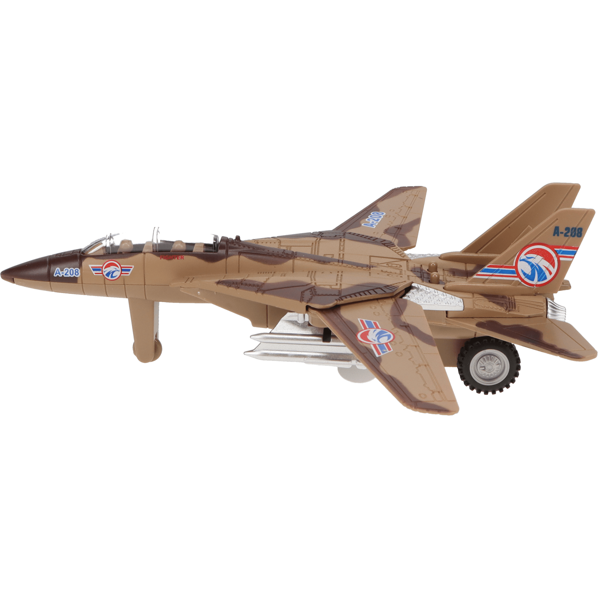 Fun Stuff Inc. Pull Back Planes 7.5" Fighter Jet w/Light and Sound (1 Piece. Assorted Styles)