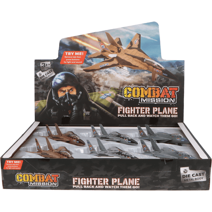 Fun Stuff Inc. Pull Back Planes 7.5" Fighter Jet w/Light and Sound (1 Piece. Assorted Styles)