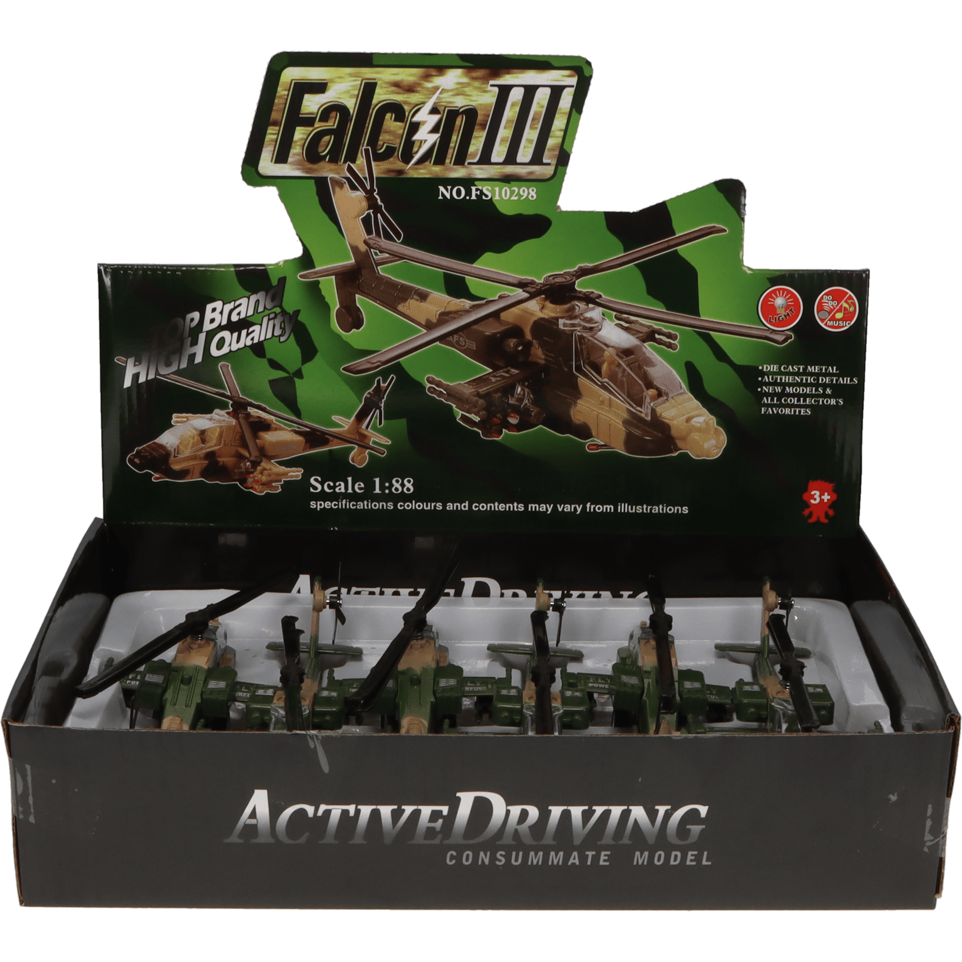 Fun Stuff Inc. Pull Back Planes 7" Falcon III Helicopter Pullback Toy w/Light and Sound (1 Piece. Assorted Styles)