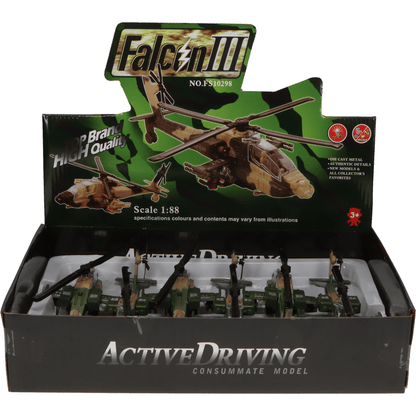 Fun Stuff Inc. Pull Back Planes 7" Falcon III Helicopter Pullback Toy w/Light and Sound (1 Piece. Assorted Styles)