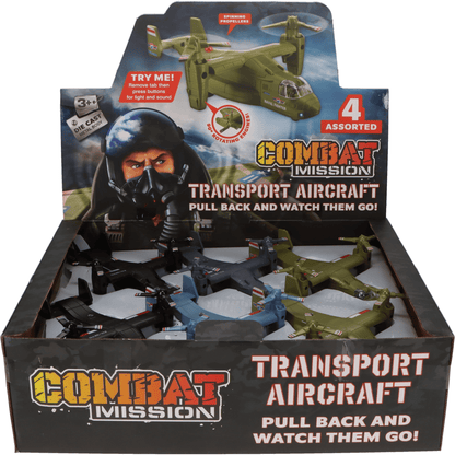 Fun Stuff Inc. Pull Back Planes 7" Transport Plane Pullback Toy w/Light and Sound (1 Piece. Assorted Styles)