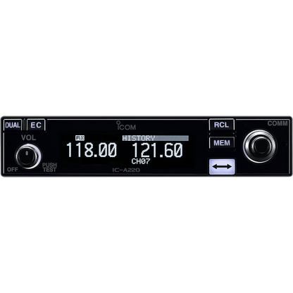 Icom Radios Icom A220T TSO'd Panel Mount VHF Air Band Transceiver with OLED Display (8.33/25 kHz)