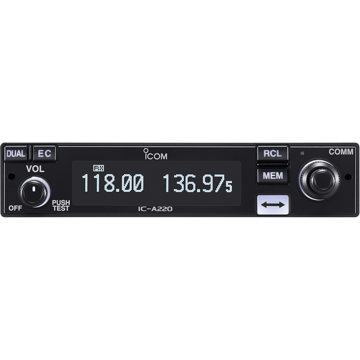 Icom Radios Icom A220T TSO'd Panel Mount VHF Air Band Transceiver with OLED Display (8.33/25 kHz)
