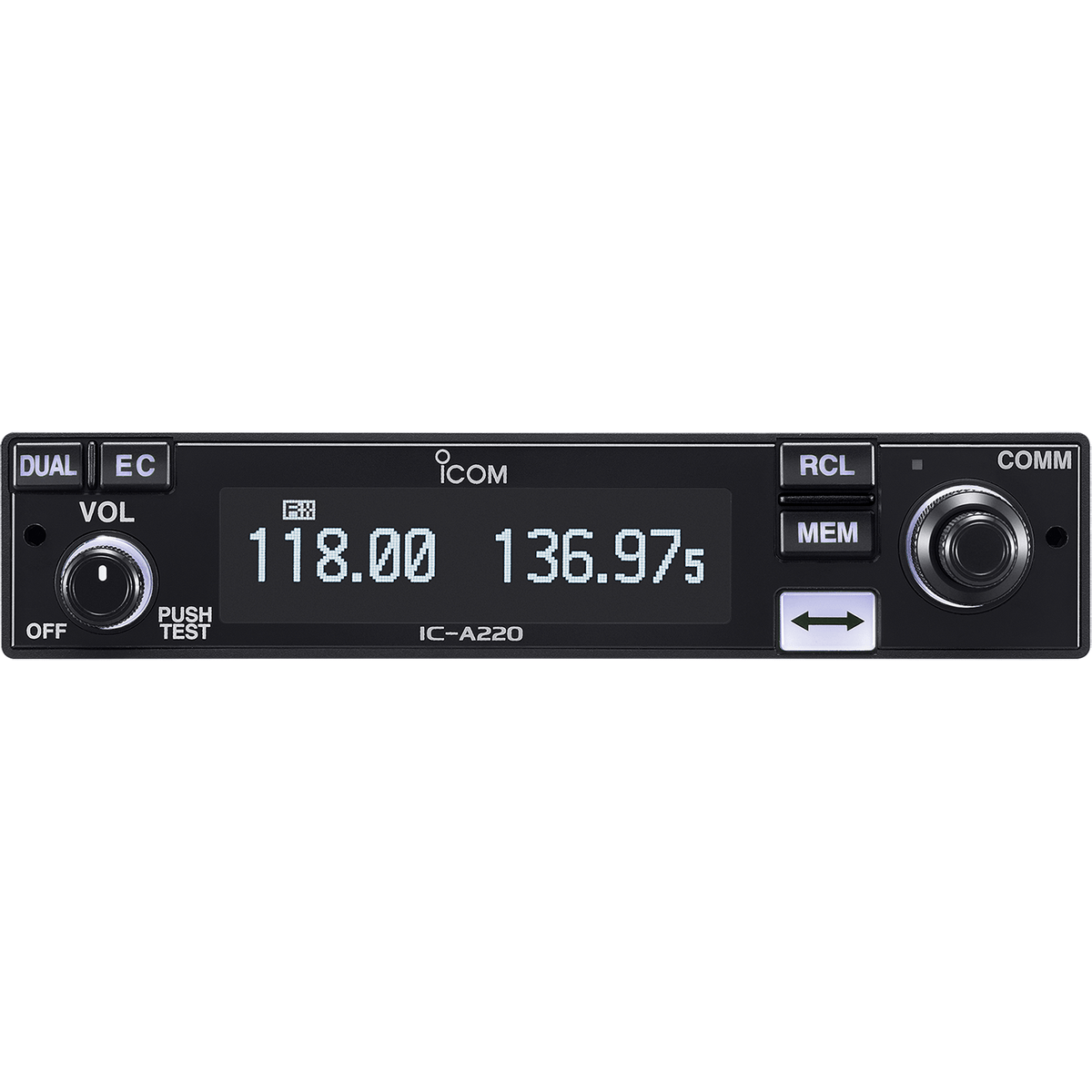 Icom Radios Icom A220T TSO'd Panel Mount VHF Air Band Transceiver with OLED Display (8.33/25 kHz)