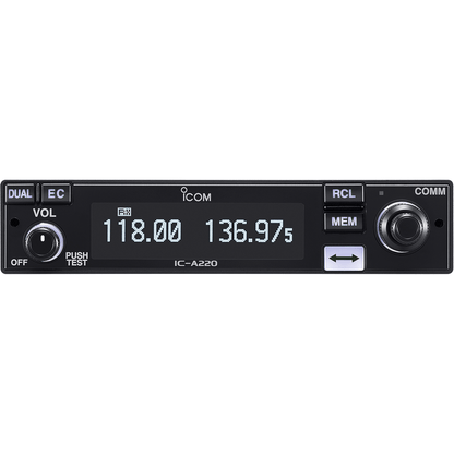 Icom Radios Icom A220T TSO'd Panel Mount VHF Air Band Transceiver with OLED Display (8.33/25 kHz)