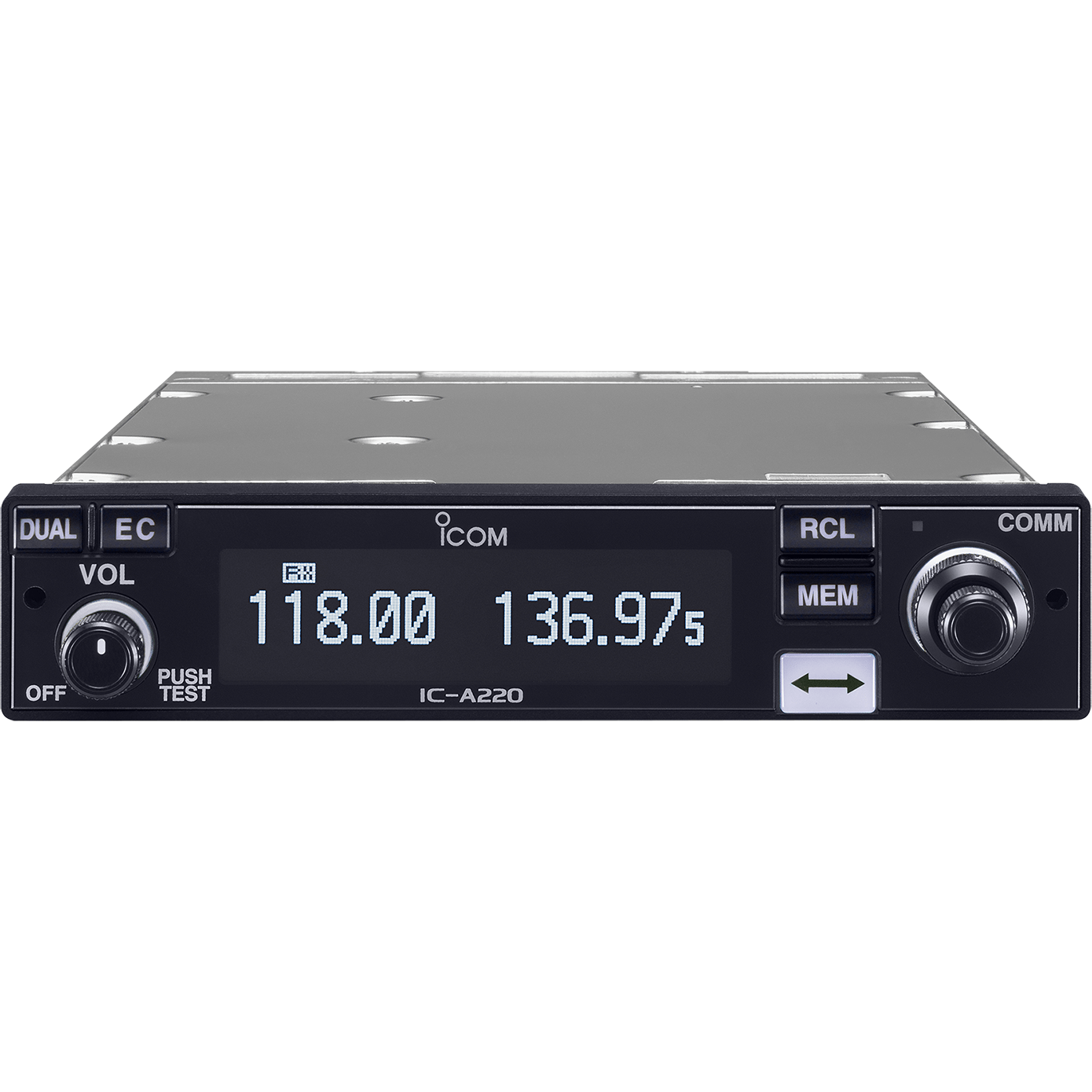 Icom Radios Icom A220T TSO'd Panel Mount VHF Air Band Transceiver with OLED Display (8.33/25 kHz)