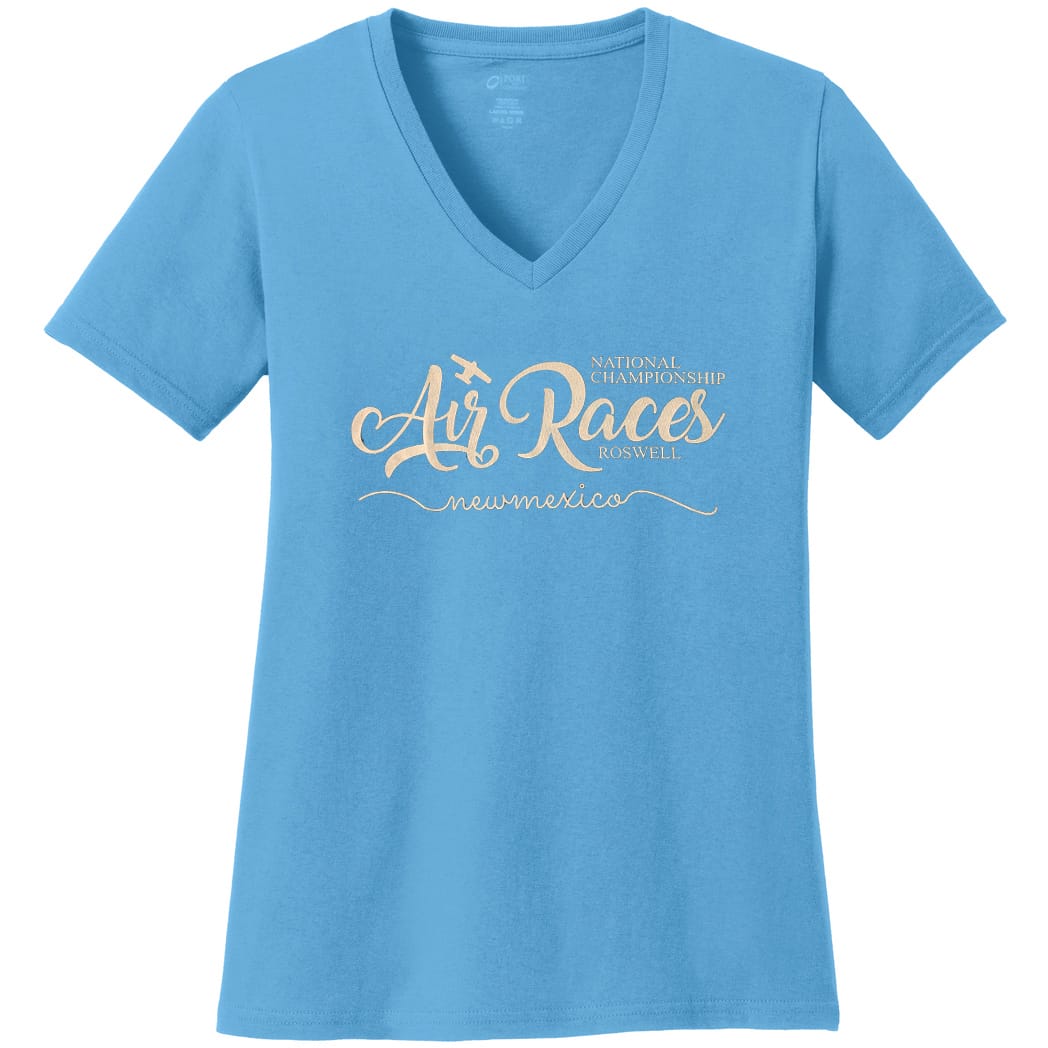 Roswell Air Races Shirts S / Aqua Blue Roswell Air Races Women's V-Neck T-Shirt