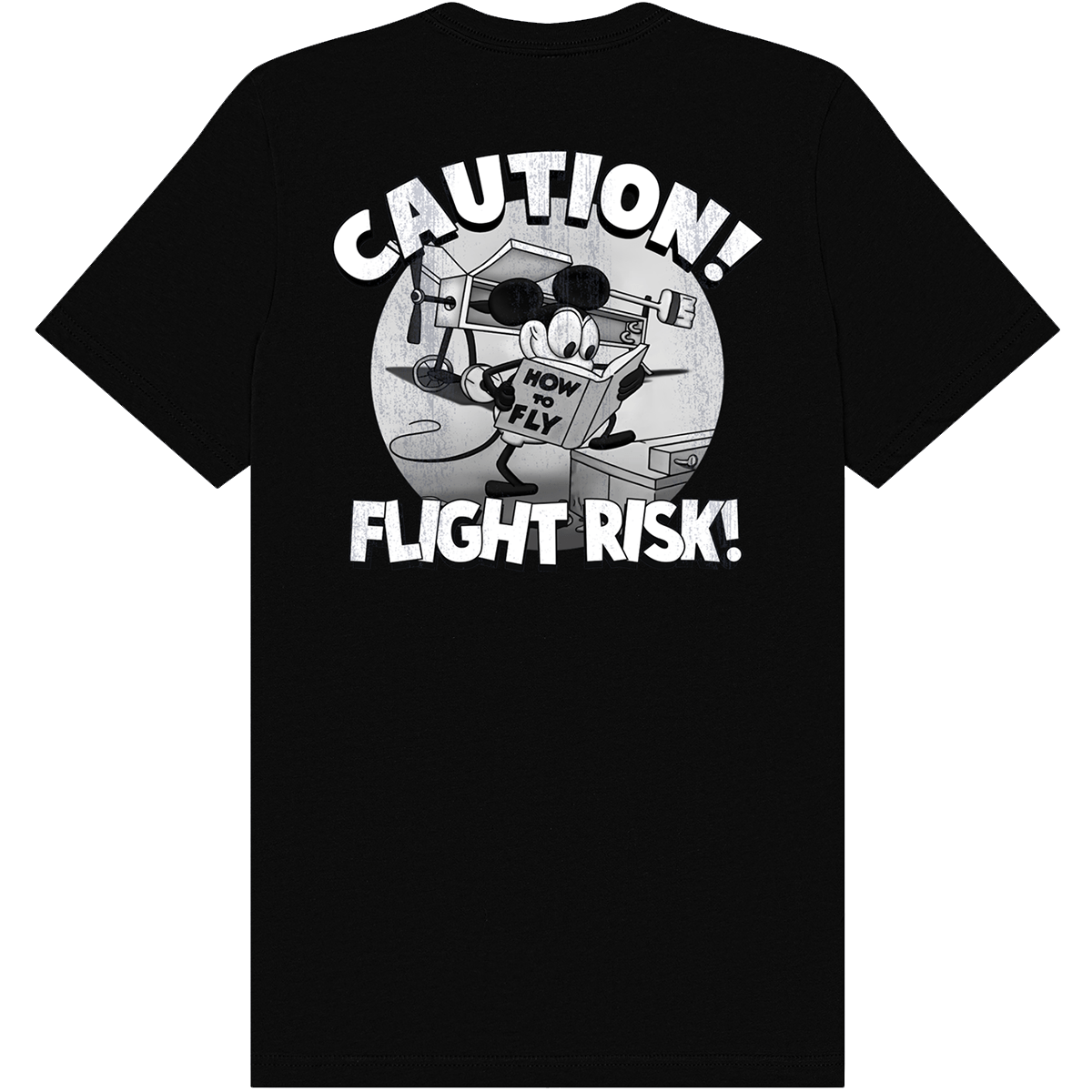 Aeroplane Apparel Company Shirts S / Black Grounded Aviators Society - Caution Flight Risk T-Shirt by Aeroplane Apparel Co.