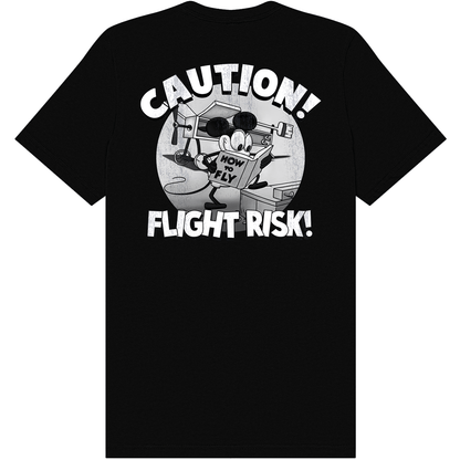 Aeroplane Apparel Company Shirts S / Black Grounded Aviators Society - Caution Flight Risk T-Shirt by Aeroplane Apparel Co.