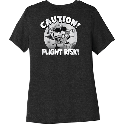 Aeroplane Apparel Company Shirts S / Black Heather Grounded Aviators Society - Caution Flight Risk Women's T-Shirt by Aeroplane Apparel Co.