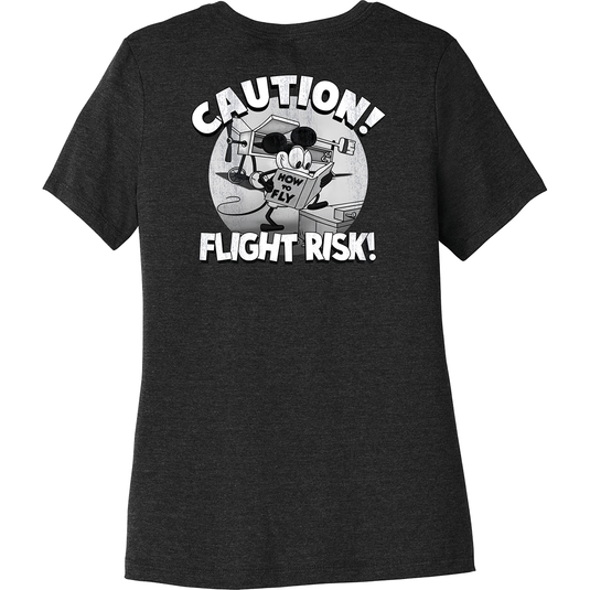 Aeroplane Apparel Company Shirts S / Black Heather Grounded Aviators Society - Caution Flight Risk Women's T-Shirt by Aeroplane Apparel Co.
