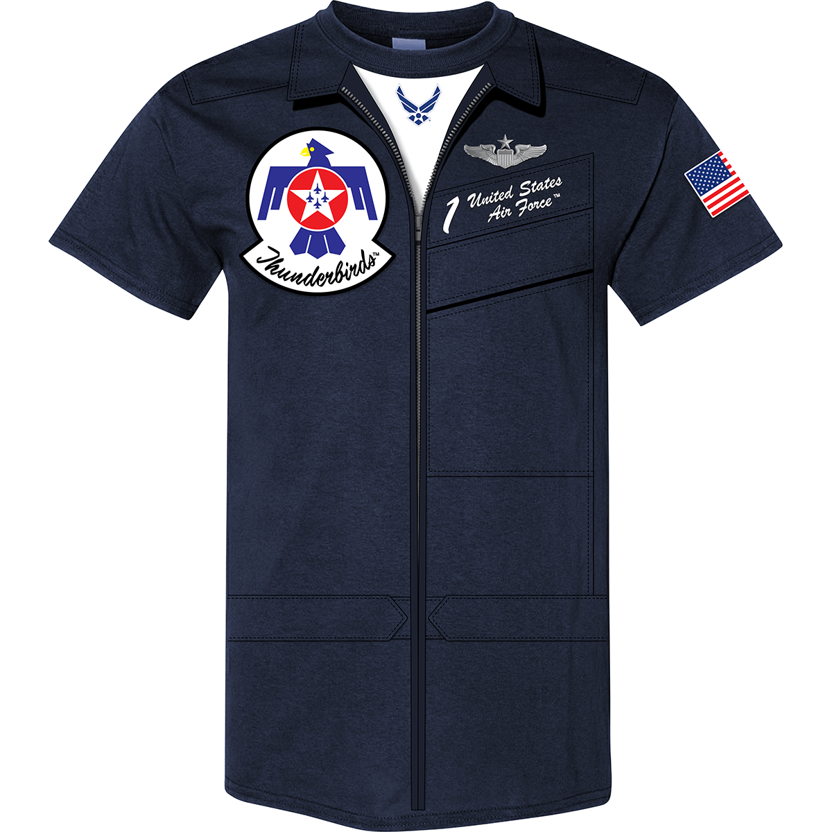 Aeroplane Apparel Company Shirts S / Royal Blue U.S. Air Force Thunderbirds Flight Suit Kids T-Shirt by Aeroplane Apparel Co.