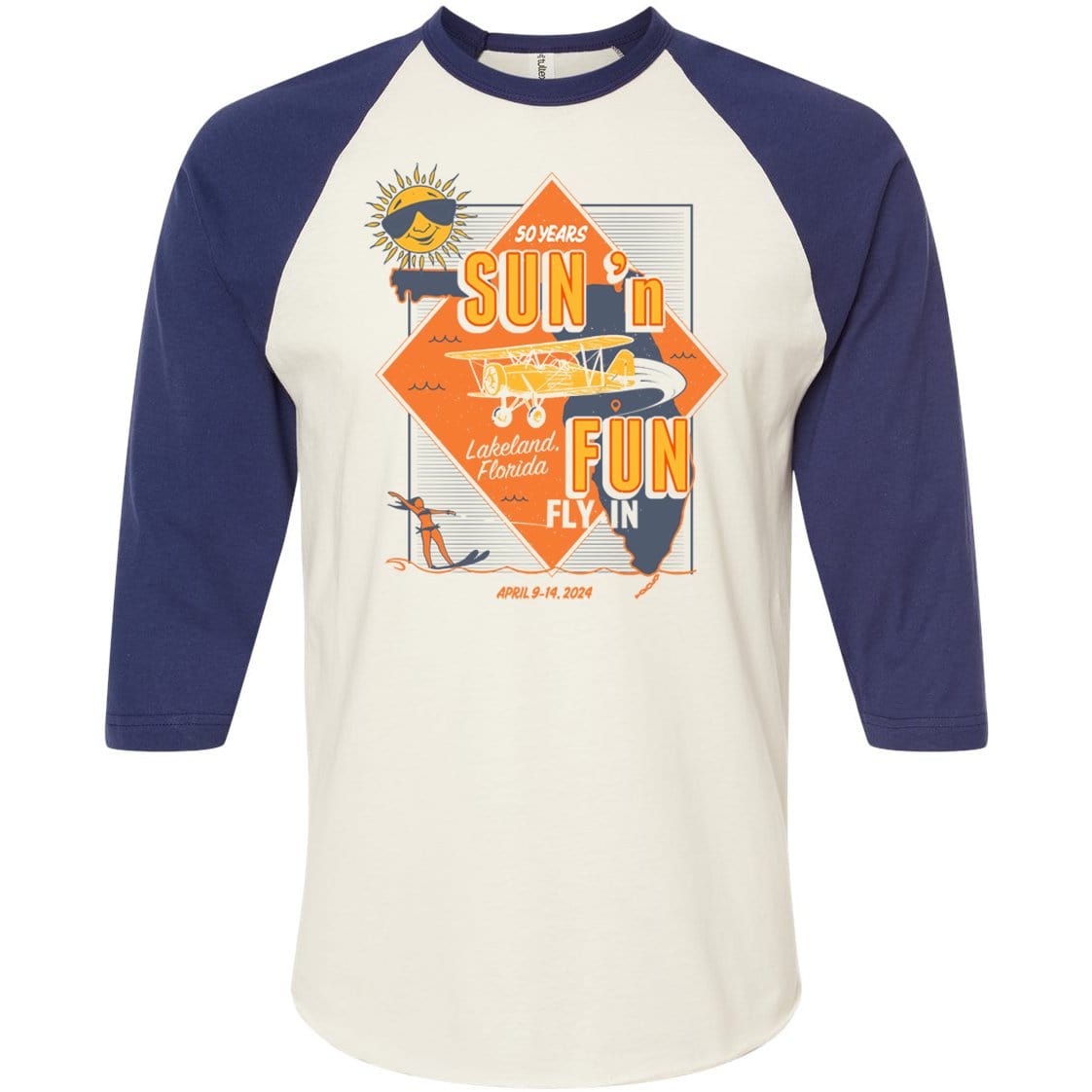 SUN 'n FUN Shirts XLarge / Vintage White - India Vintage Logo SUN 'n FUN 2024 Raglan T-Shirt