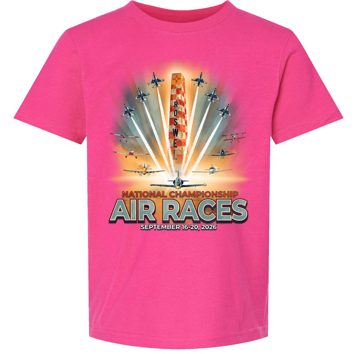 Roswell Air Races Shirts XS / Fuchsia 2026 Official Poster Roswell Air Races Kids T-Shirt